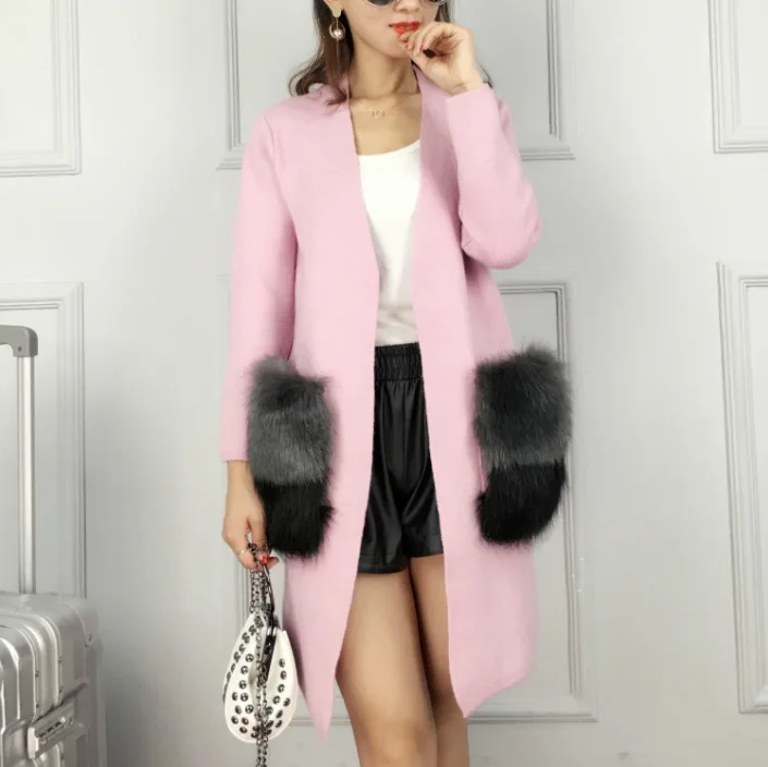 Женский длинный кардиган с V-образным вырезом |