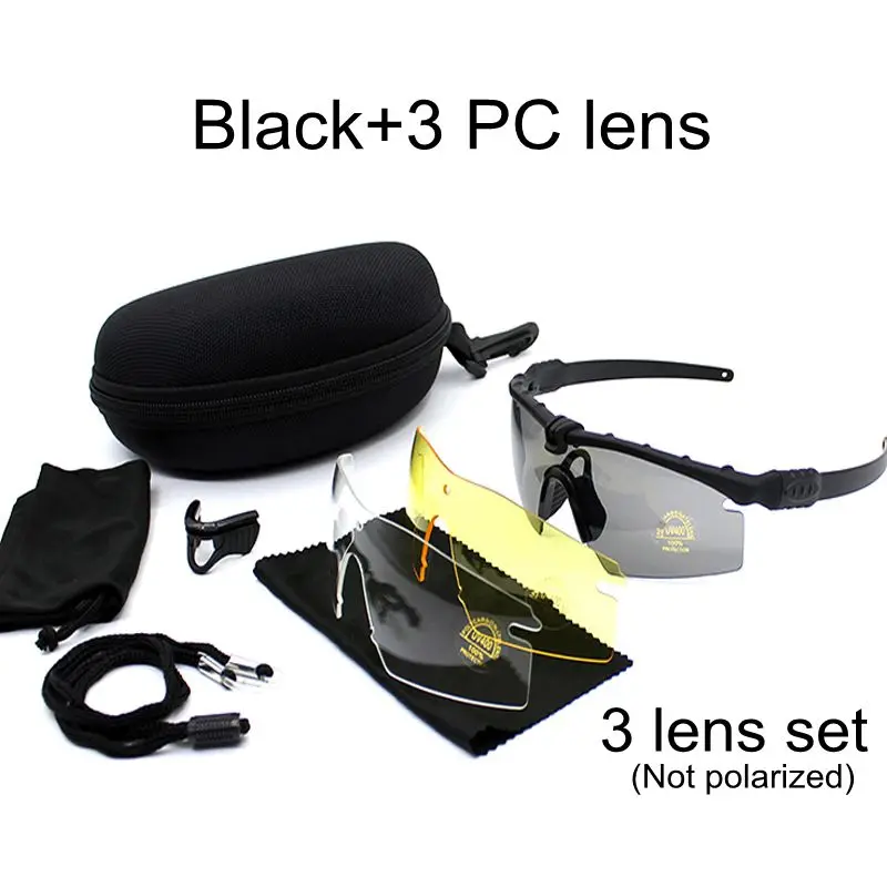 No polarized black Армейские очки с защитой UV400, тактические очки, военные очки для стрельбы, пейнтбола, тактические поляризованные мужские солнцезащитные очки - Цвет: No polarized black