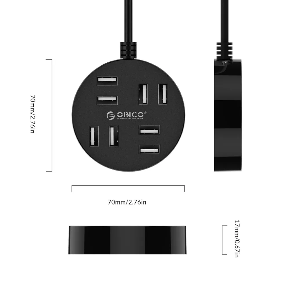 ORICO 8 портов USB2.0 концентратор Мини USB разветвитель Micro B Питание Порт поддержка OTG