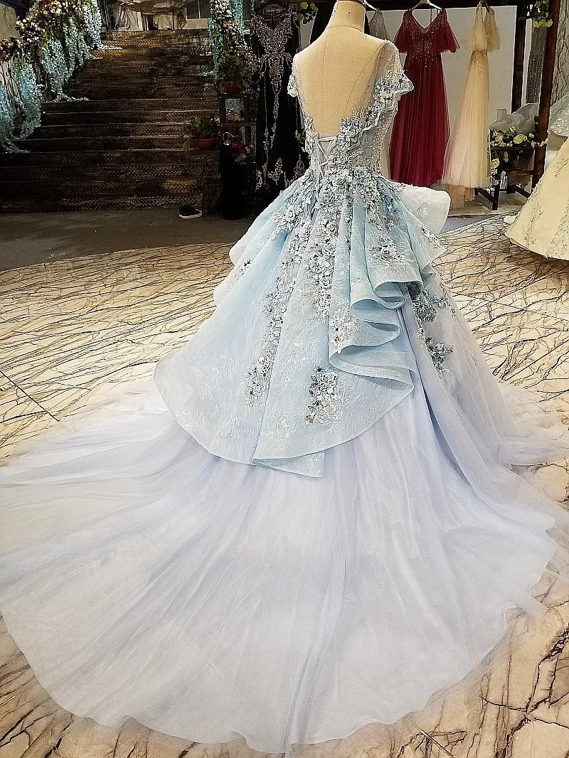 5580 светло голубое Пышное Платье для милых девочек быстрая доставка из Китая