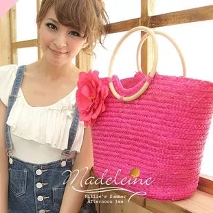 Женская сумка Новая Большая Цветочная вместительная Плетеная соломенная летние