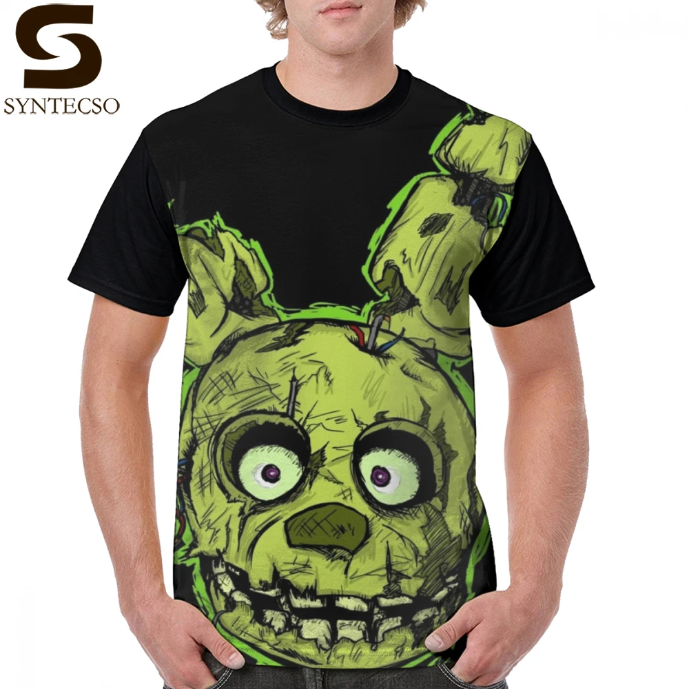 Весенняя футболка FNAF-Весенняя ловушка футболка 100 полиэстер Мужская графическая футболка с коротким рукавом забавная Повседневная футболка с принтом оверсайз
