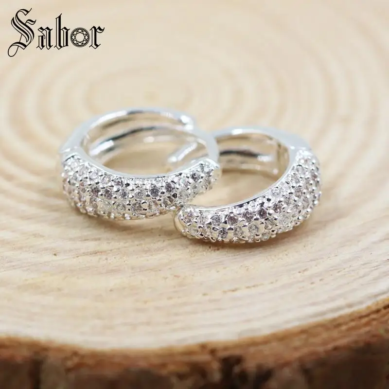 Женские серьги-кольца Creole Серьги серебряного цвета с фианитом ювелирное изделие