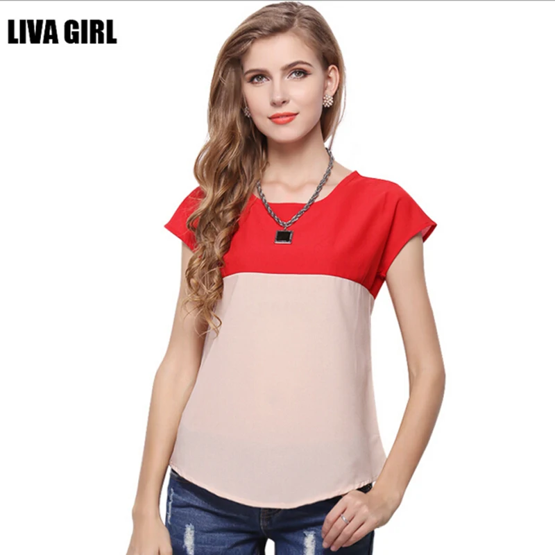 Женская шифоновая рубашка с коротким рукавом свободная расшитым цветным