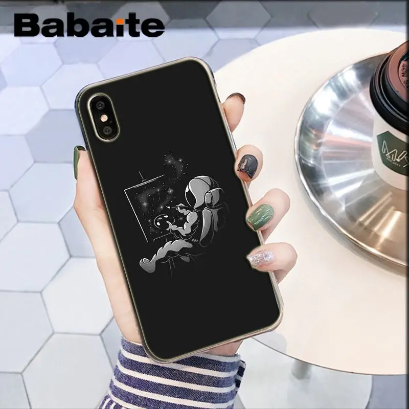 

Babaite Newest Space Moon Astronaut Soft Silicone Transparent Phone Case for iPhone X XS MAX 6 6s 7 7plus 8 8Plus 5 5S SE XR