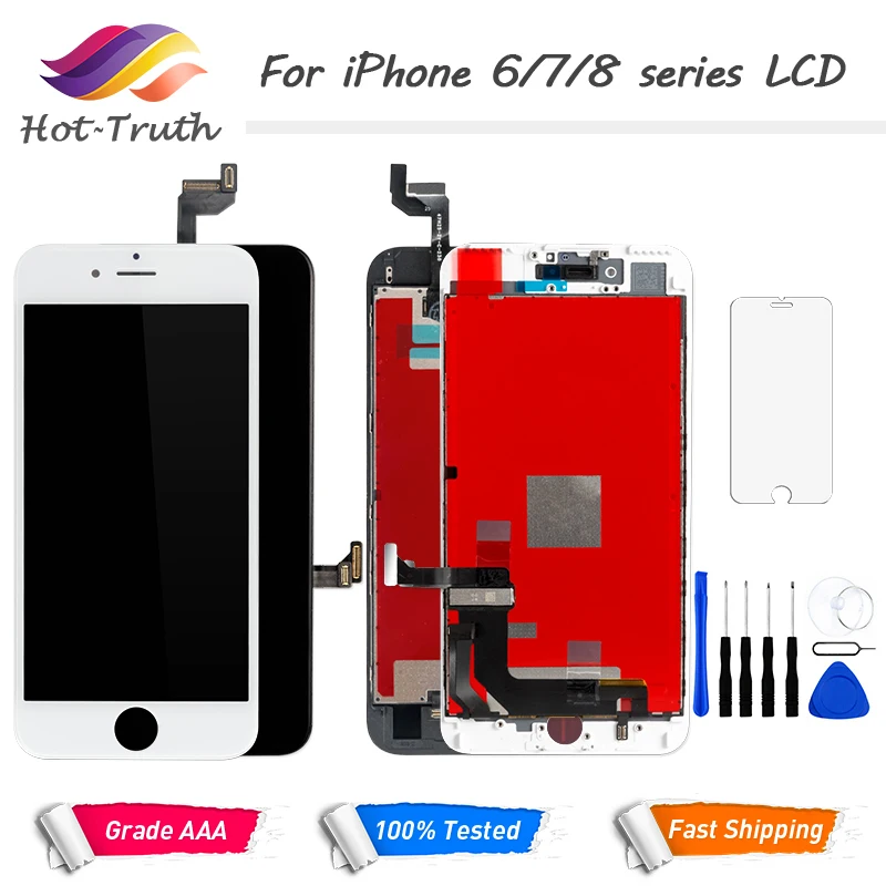 Без битых пикселей lcd для iPhone 6 6s 7 8 7 Plus OEM дисплей 3D сенсорный дигитайзер предварительно собранный белый черный+ инструменты закаленное стекло