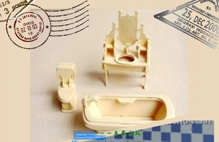

3D Wooden DIY Children's Educational Puzzle Cabinet Model Bathroom House Dolls Pretend Play Furniture Mini Toys Household
