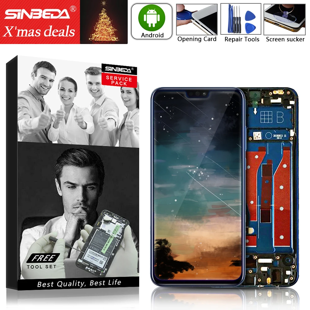 Sinbeda 6 5 &quotдля HUAWEI Honor 8X ЖК дисплей с цифрователем сенсорного вода и рамкой для