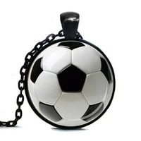 soccer ball pendant necklace soccer mom jewelry football pendant black white gift for soccer player chain football necklace mens