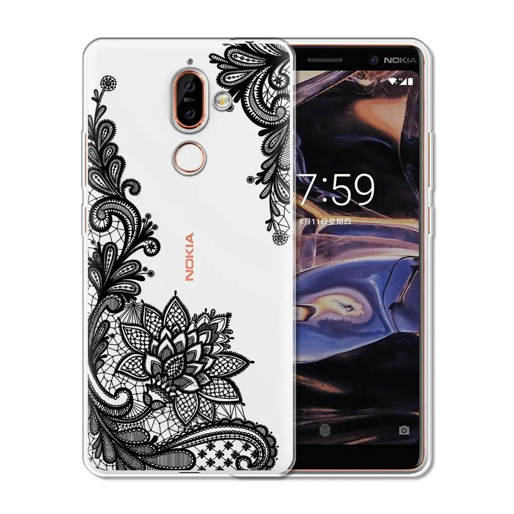 Цветочный чехол с кружевной мандалой для Nokia, версия 1, 2, 3, ремешок для девочек от 5 до 8 лет 7 Plus чехол s силиконовый чехол-накладка из мягкого ТПУ чехол для Nokia 6 2,1 3,1 5,1 6,1 7,1X6 крышка