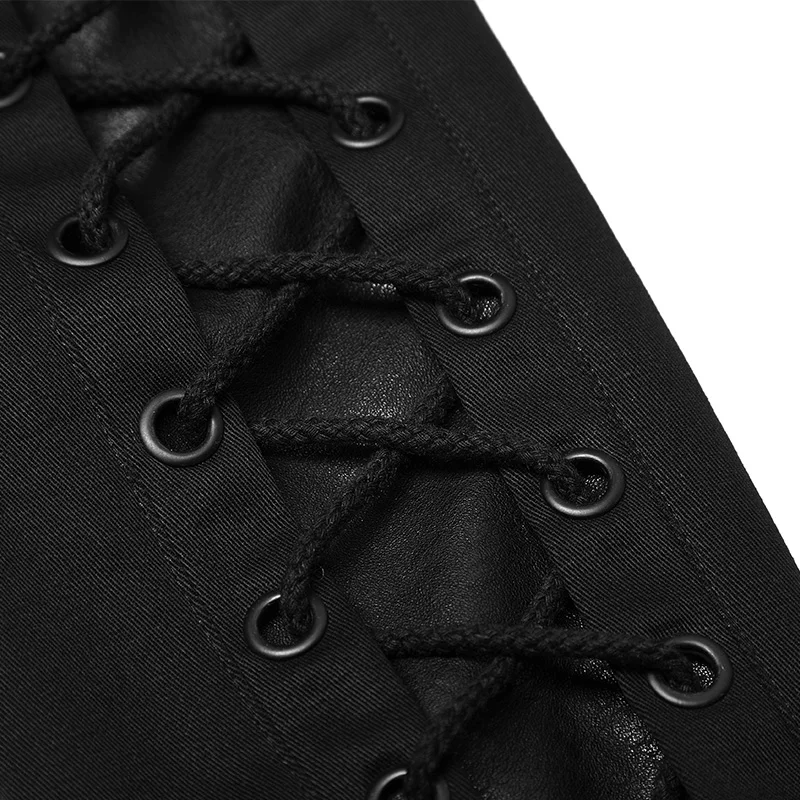 

Punk Rave Fashion Casual Black Gothic Mysterious Open Stitch Wearing Rope Hooded Men's Coat Jacket OY879