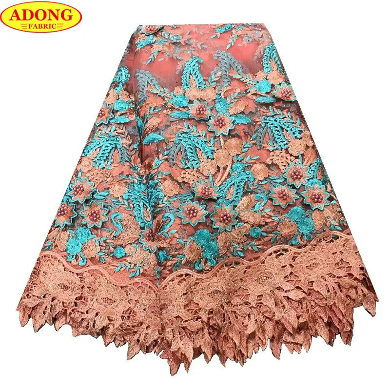 ADONG высокое качество французского кружева с бисером Африканский гипюр кружевной