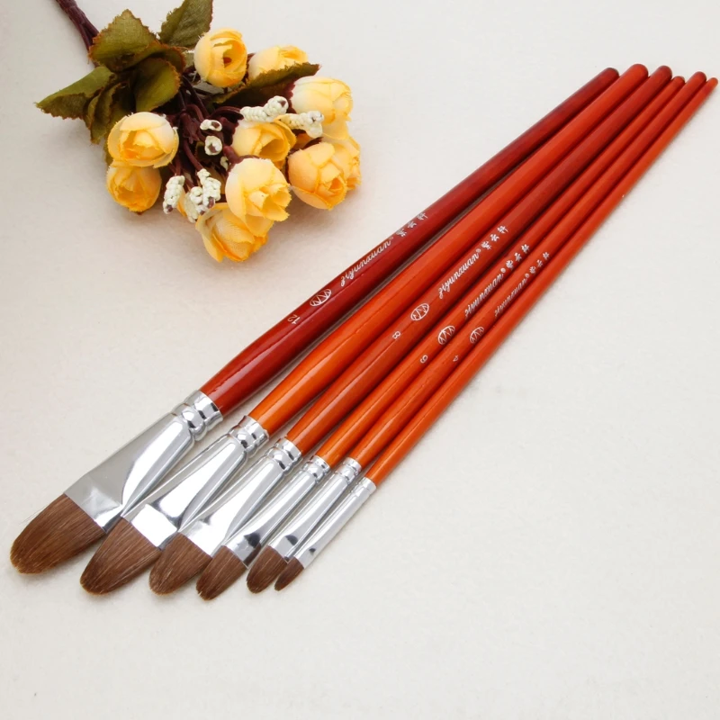 2018 6 шт./компл. художник Краски набор кистей Волк волос акварель акрил масло ing