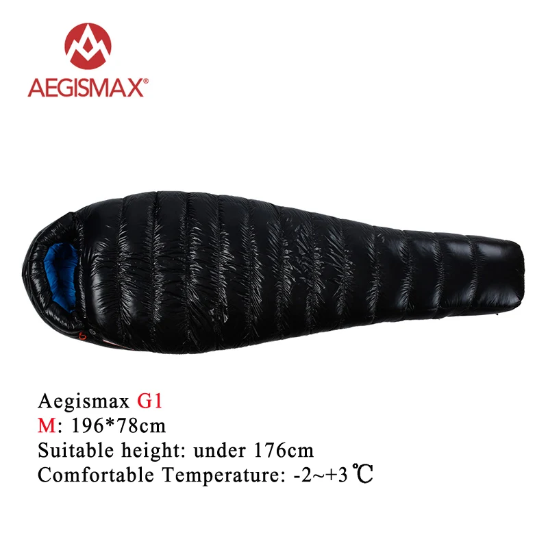 G1 M black AEGISMAX G серия взрослый Сверхлегкий Открытый Кемпинг вниз спальный мешок зимний теплый гусиный пух мумия мешок Стандартный/удлиненный - Цвет: G1 M black
