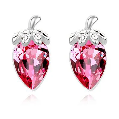 Простые OL стильные серьги гвоздики с настоящими кристаллами Swarovski белого золота