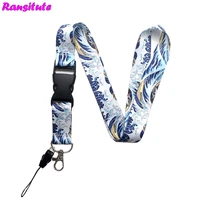 ransitute r442 kanagawa surfing lanyard neck strap for keys id card mobile phone straps badge holder diy hang rope