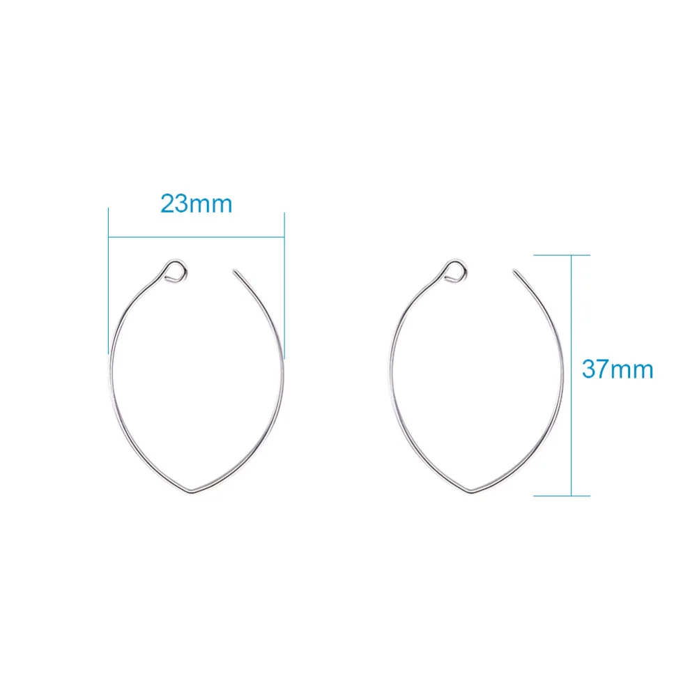 Pandahall 100 шт./лот около 23X37X1mm Платиновые латунные серьги проволочные обручи