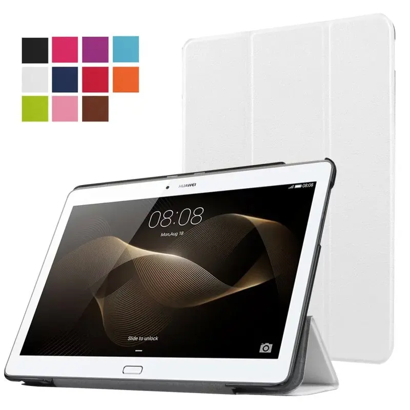 Умный кожаный чехол для huawei MediaPad M2 10 M2-A01W M2-A01L 10,1 10,", чехол для планшета, защитный чехол с откидной крышкой - Цвет: Белый