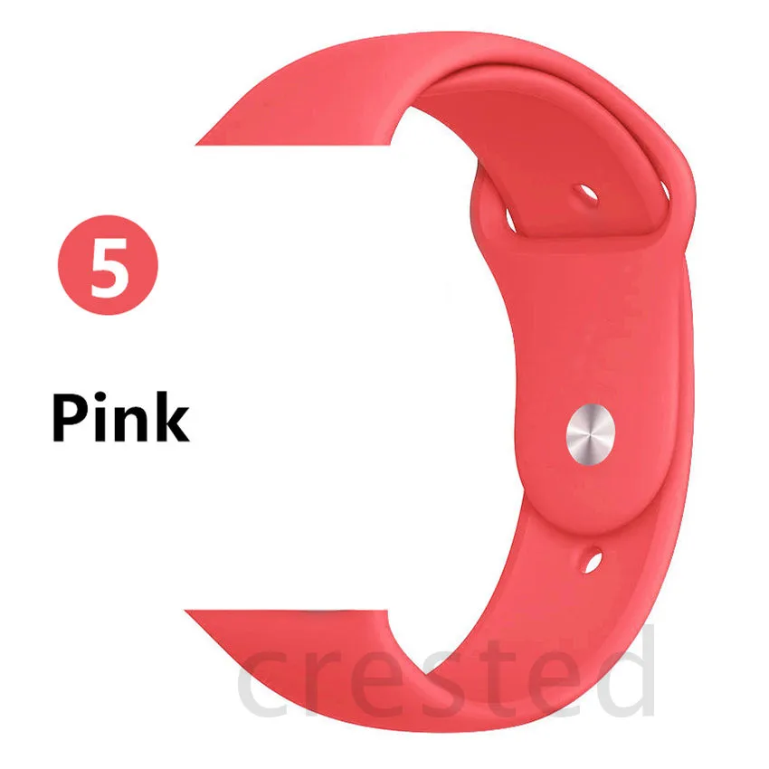 Pink Силиконовый ремешок для apple watch 4 5 44 мм/40 мм спортивный ремешки для apple watch 3 42 мм/38 мм резиновый ремень браслет ремешок для часов apple watch Band Мягкий красочный ремешок iwatch series 4 3 2 1 - Цвет ремешка: Pink