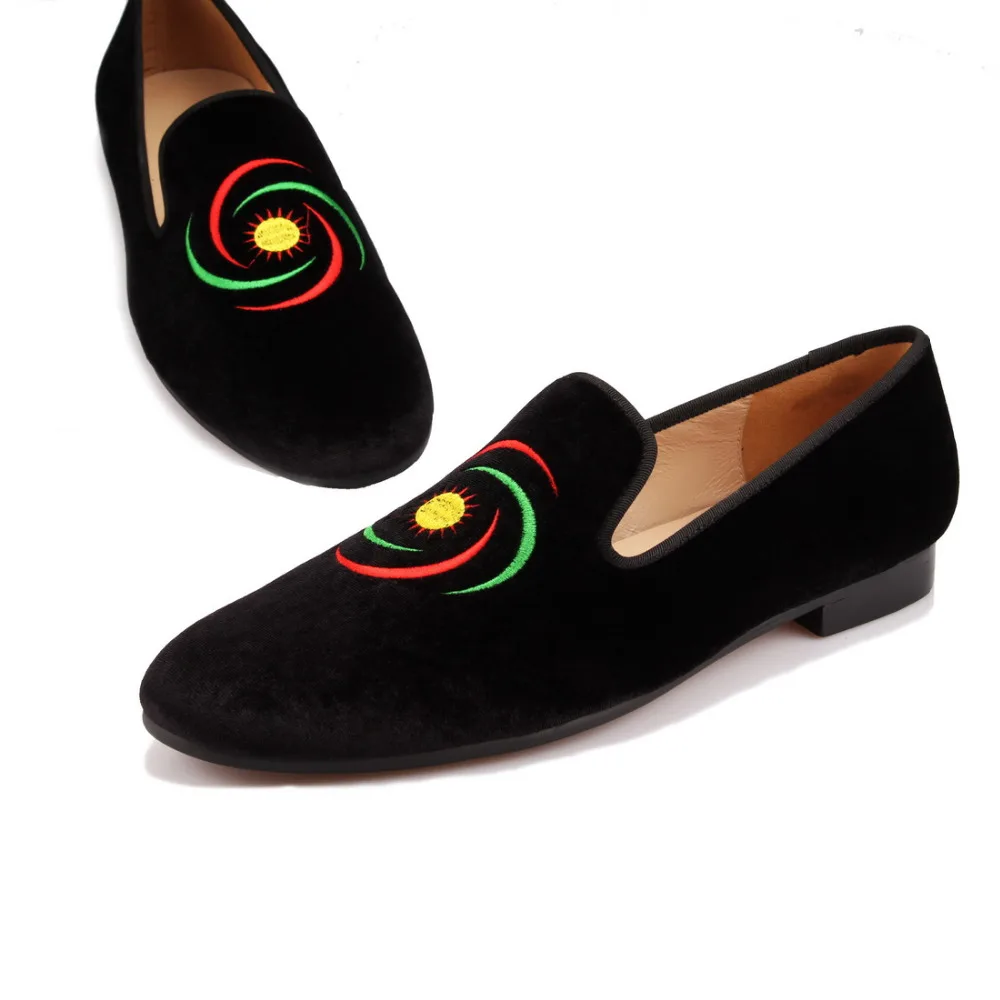 COOL TIRO men shoes Italy fashion design spring black velvet embroidered loafers flats casual High quality Handmade | Обувь
