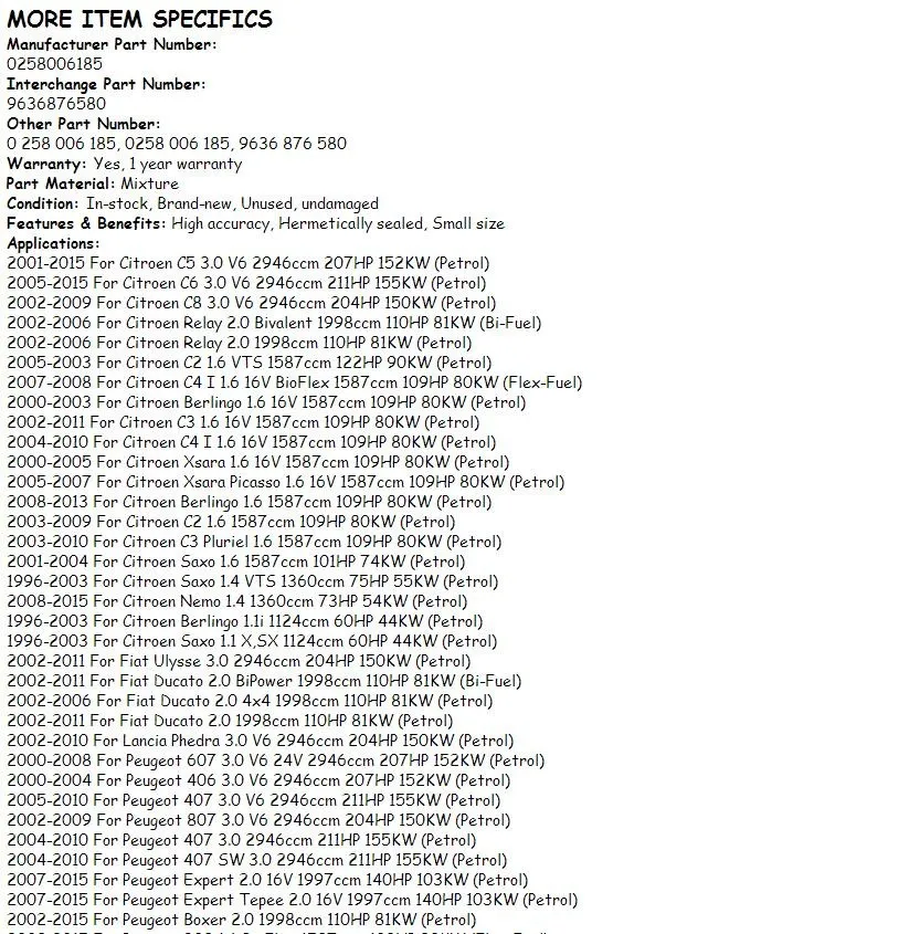 JESBEN датчик кислорода для Citroen Berlingo C2 C3 C4 C5 C6 C8 peugeot Volvo 1996- 0258006185 9636876580