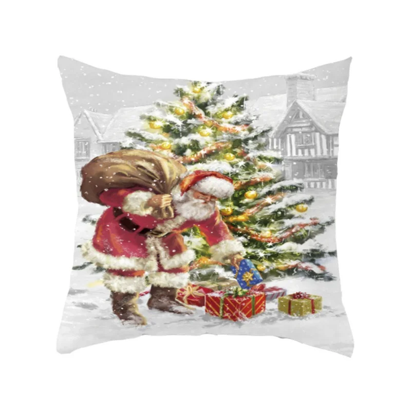 45x45cm High Quality Cotton Line Pillow Case Christmas Snowman Printing Dyeing Bed Home Decor Cushion Cover | Дом и сад