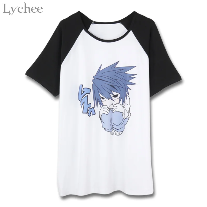 Летняя женская футболка Lychee с японским аниме принтом Death Note Повседневная