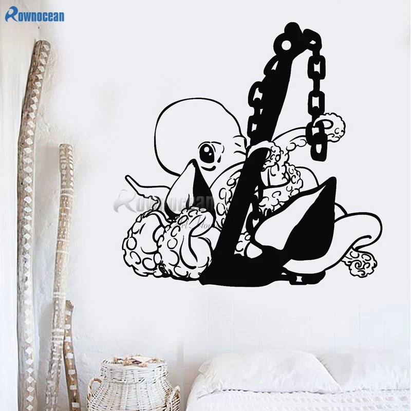 

Super Deals Nautical Home Decor Anchor Octopus Wall Sticker Vinyl Wall Decal Animal Cartoon Decorations Boys Room wallpaper C-19