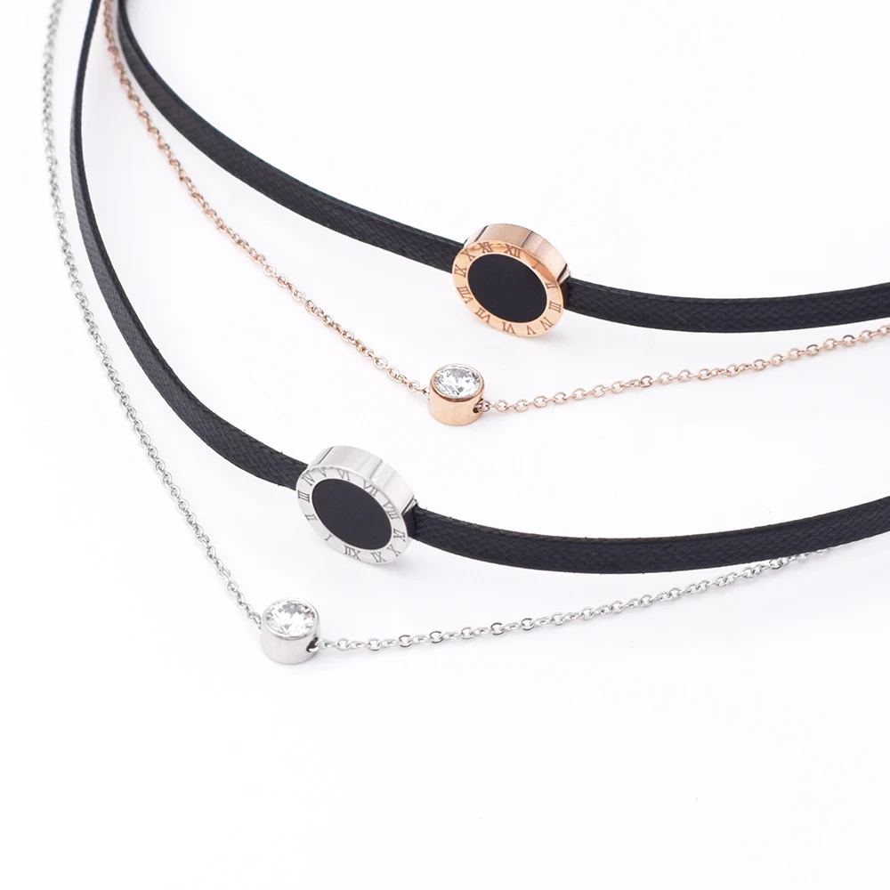 Хит продаж модные ювелирные изделия 2 слоя кожи и нержавеющей стали чокер