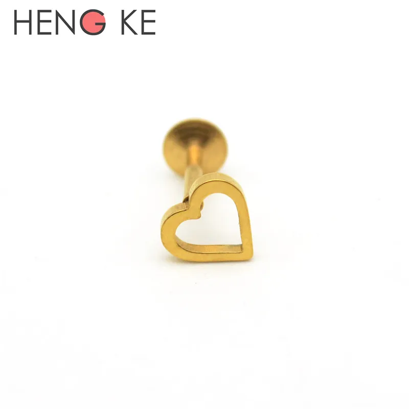 HENGKE сердце губная серьга для губ-гвоздик серьги Tragus Надеваемые На ушной хрящ