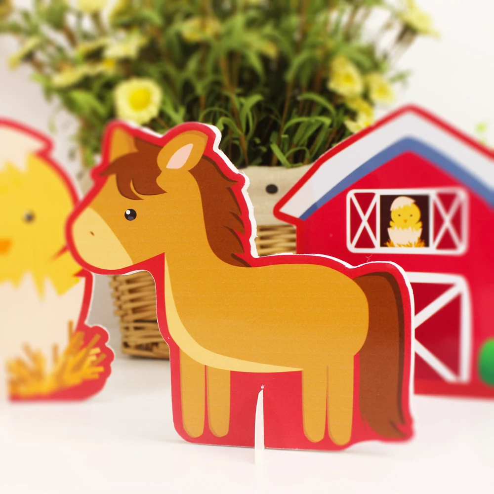 Украшение стола в виде животных на ферме для детского дня рождения