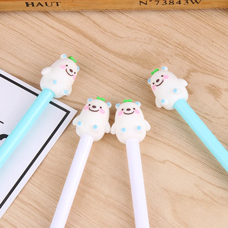 Najtaniej 24 Sztuk Cartoon Kreatywny Biały Niedźwiedź Pióro Neutralne Mały Niedźwiedź Piszący Neutralny Niedźwiedź Polarny Czarny Długopis Kawaii Szkolne