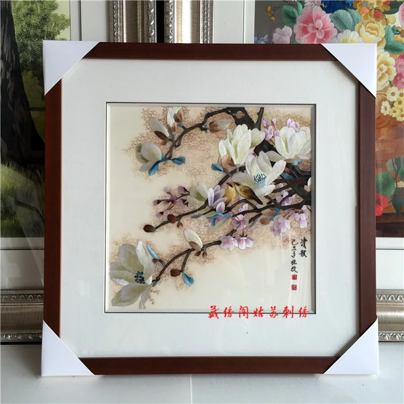 

Embroidery finished products handmade flowers and birds single embroidery stitch