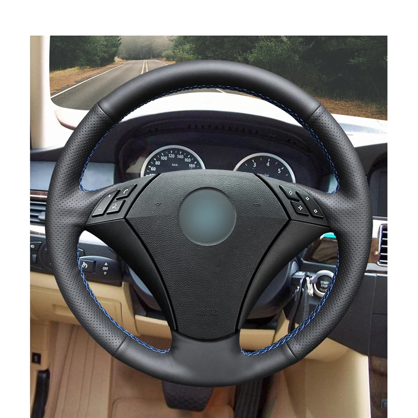Hand-stitched Black Artificial Leather Car Comfortable Steering Wheel Cover for BMW 530 523 523li 525 520li 535 545i E60 | Автомобили и