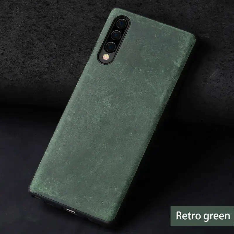 Зеленый Чехол из натуральной кожи для samsung a50 A70, Противоударная задняя крышка для samsung Galaxy note 10 plus a7 a8, чехол с полной защитой - Цвет: Зеленый