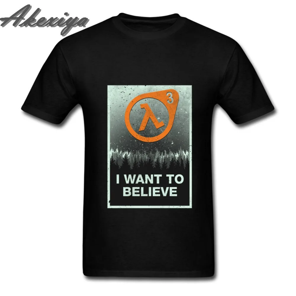 Мужская футболка с надписью I want to Believe Half Life 3 100% хлопок Милая Homme Basic XXX коротким