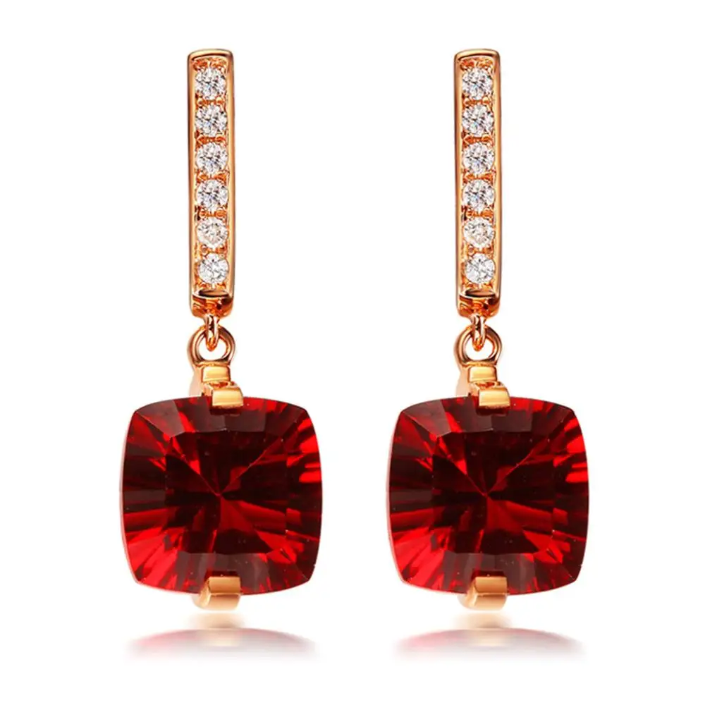 Серьги с натуральным гранатом модные женские серьги из розового золота 18 карат