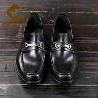 sipriks mens calf leather shoes classic elegant black slip on footwear shoes italian custom goodyear welted topsider gents suit