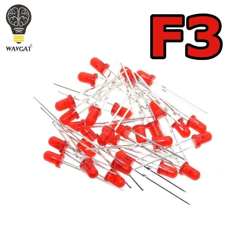 Светодиодный красный светодиод WAVGAT Red F3 3 мм 1000 шт.|3mm led red|light emitting diodeemitting diode |