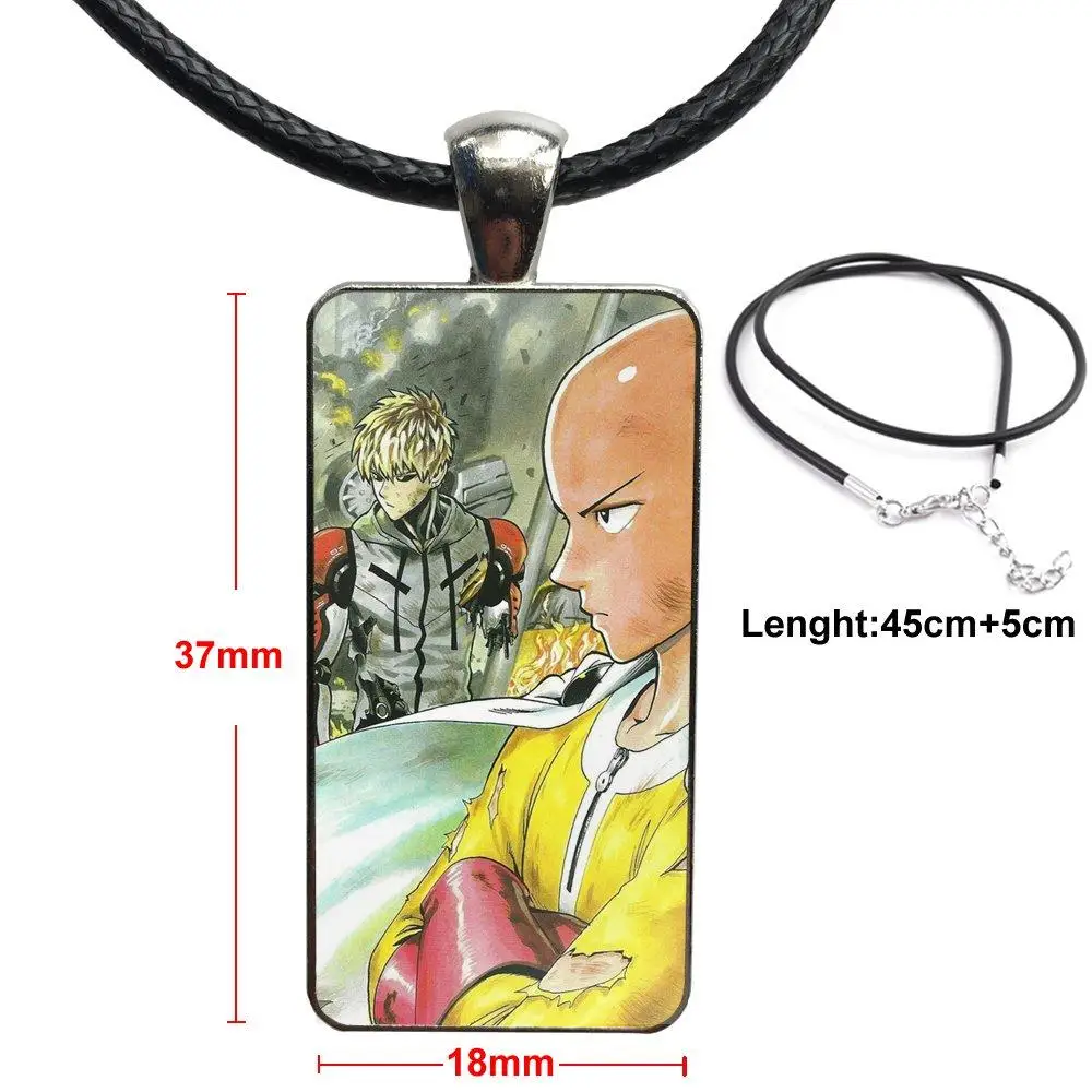 Японский аниме One Punch Man модный стеклянный кабошон кулон прямоугольное ожерелье