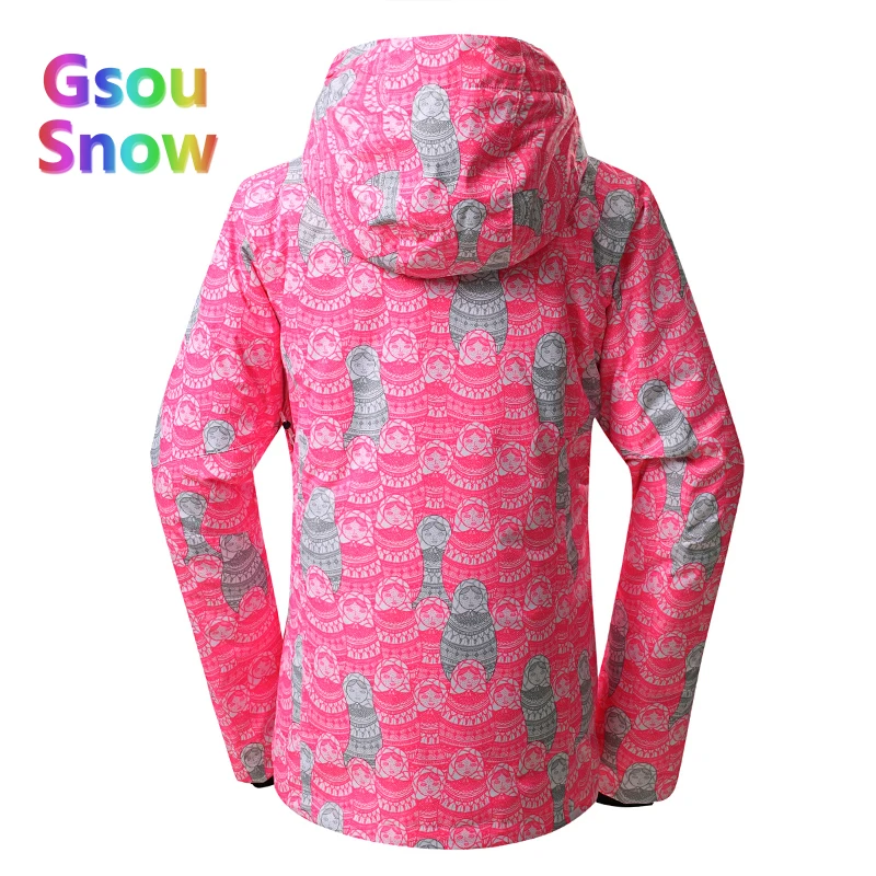 2017 Gsou Sonw Outdoor Sports Winter Women Lattice Snowboarding Warmer Ski Jackets Stripes Waterproof Wave point Skiing Clothing|snowboard