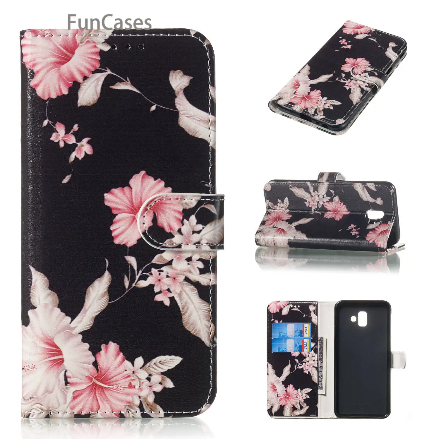 Чехлы для орхидеи Единорог etui samsung J6 Plus СПС Galaxy cellular Premium + Telefoon PU кожаный чехол
