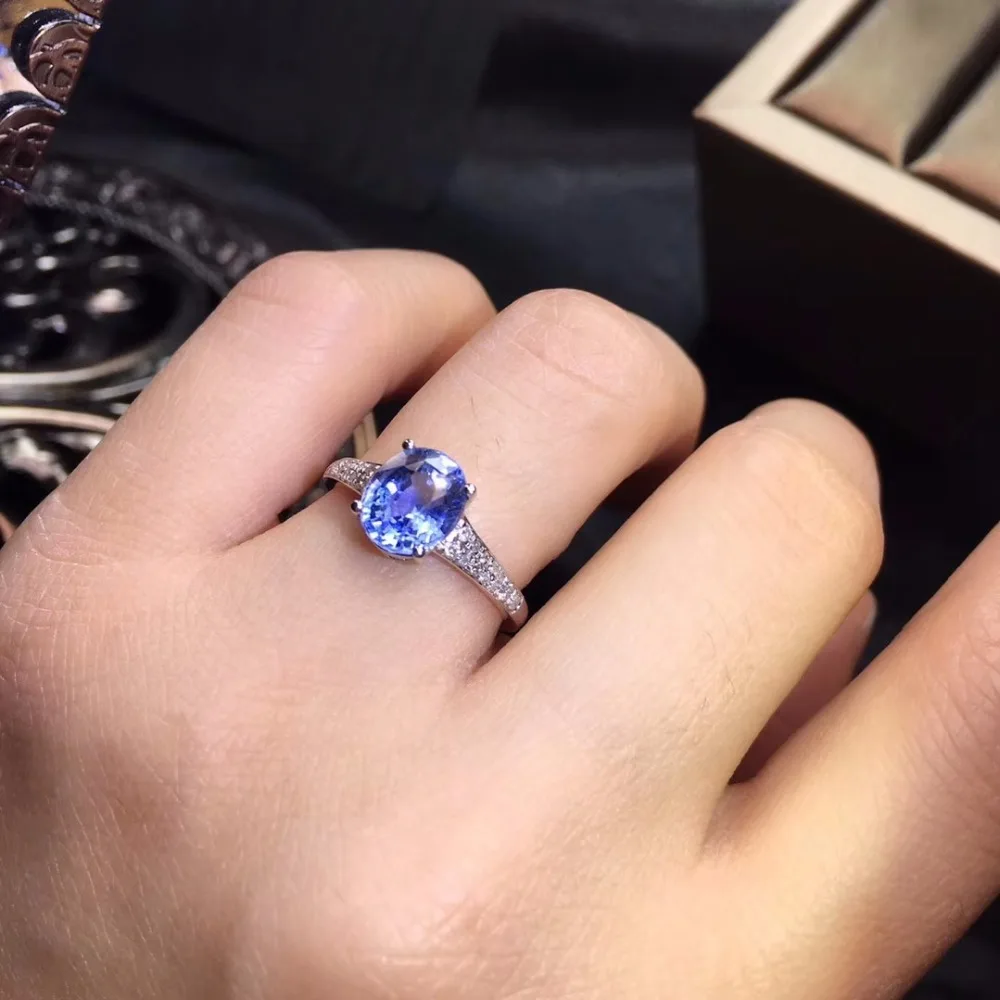 Ювелирные изделия Настоящее 18K 100% натуральный 2.39ct синий сапфир драгоценный