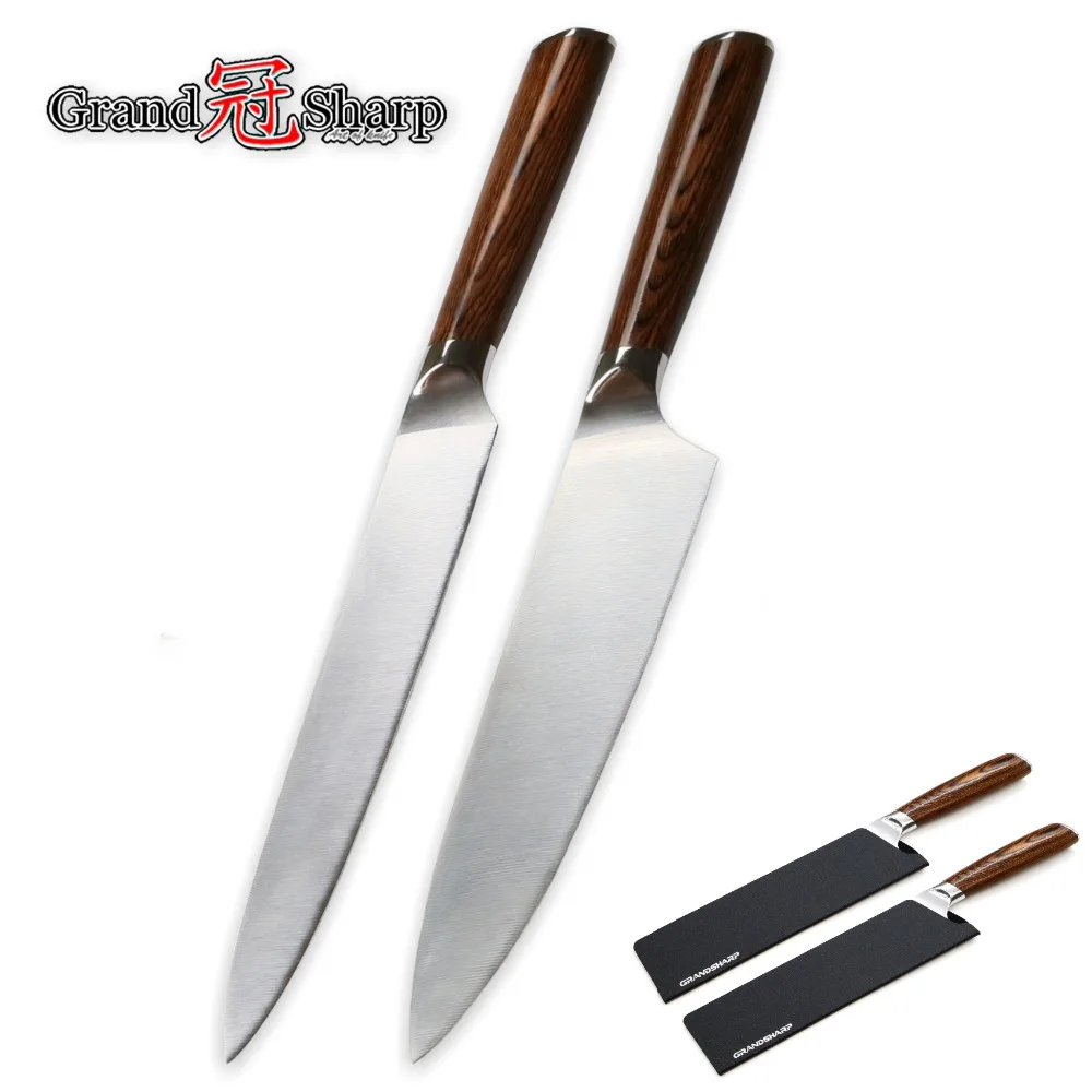 

2 Pcs Kitchen Knife Set Chef Carving Kitchen Knives German Steel 1.4116 Salmon Fish Meat Vegetables Stainless Steel Cooking Tool