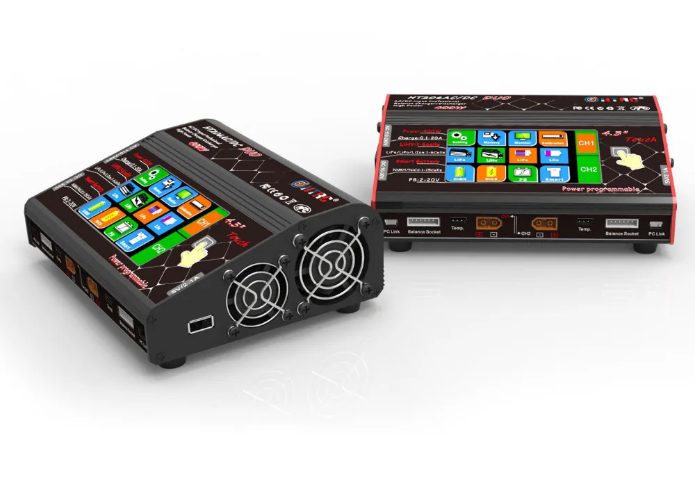 HTRC HT206 AC/DC DUO 400 Вт 40A двухпортовый RC баланс зарядного устройства Lipo зарядное устройство с ЖК-сенсорным экраном Lilon/LiPo/LiFe/LiHV зарядное устройство