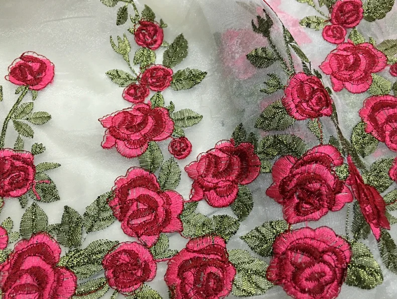 Изысканная органза жаккардовая вышивка Многоцветный ткани DIY аксессуары для
