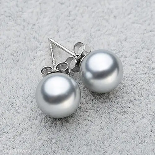 9 пар 10 мм черные белые розовые фиолетовые серые жемчужные серьги-гвоздики на