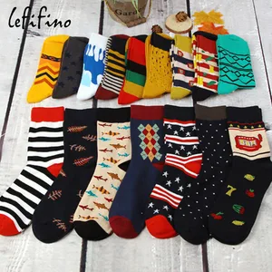Мужские хлопковые носки happy creative fun, вязаные носки в полоску с принтом акулы, модные мужские носки, новинка, забавные носки, короткие носки Ne75730