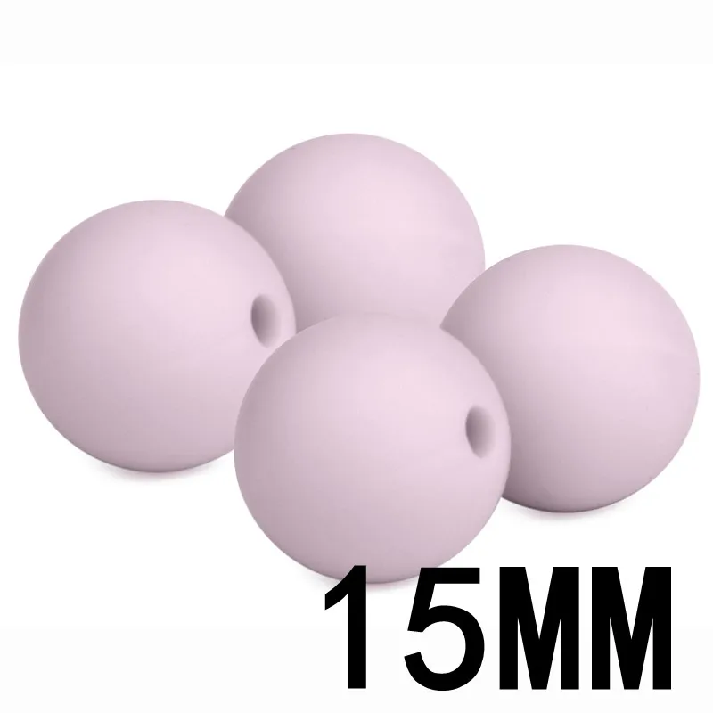 liac purple63 50 шт. Силиконовые Прорезыватели для зубов, 15 мм, цветной детский прорезыватель, стоматологический шарик, безопасная детская Прорезывание Зубов, Diy ожерелье для мамы - Цвет: liac purple63