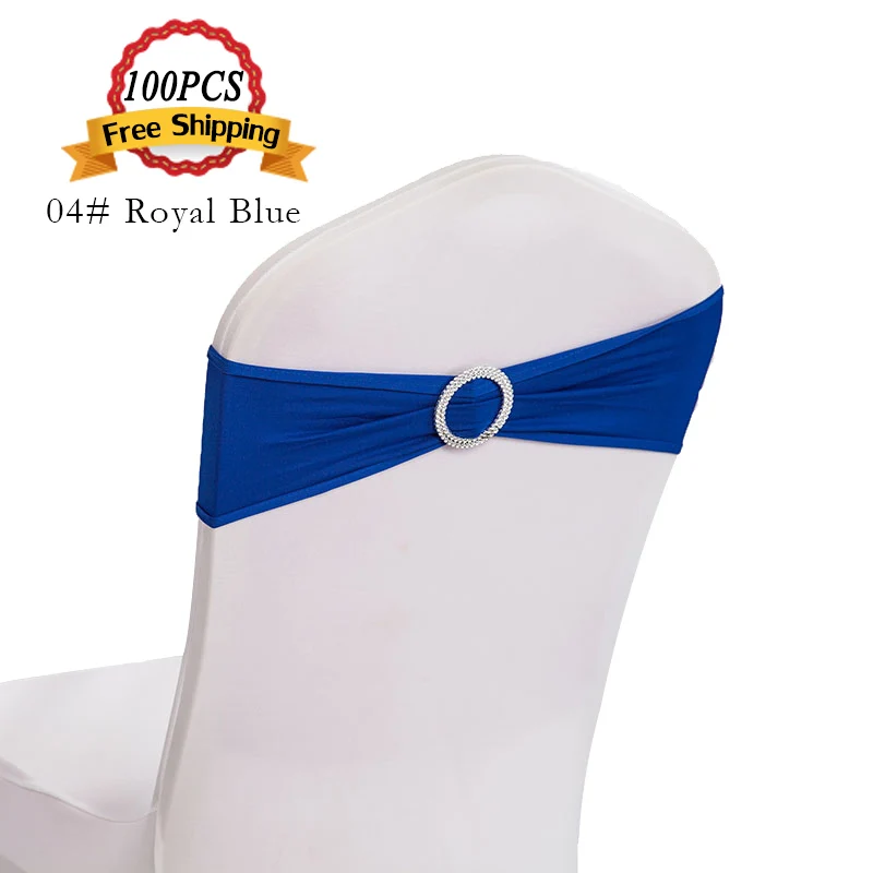 Оптовая продажа 100 шт. лайкра ремешки для стула с круглой пряжкой свадебный